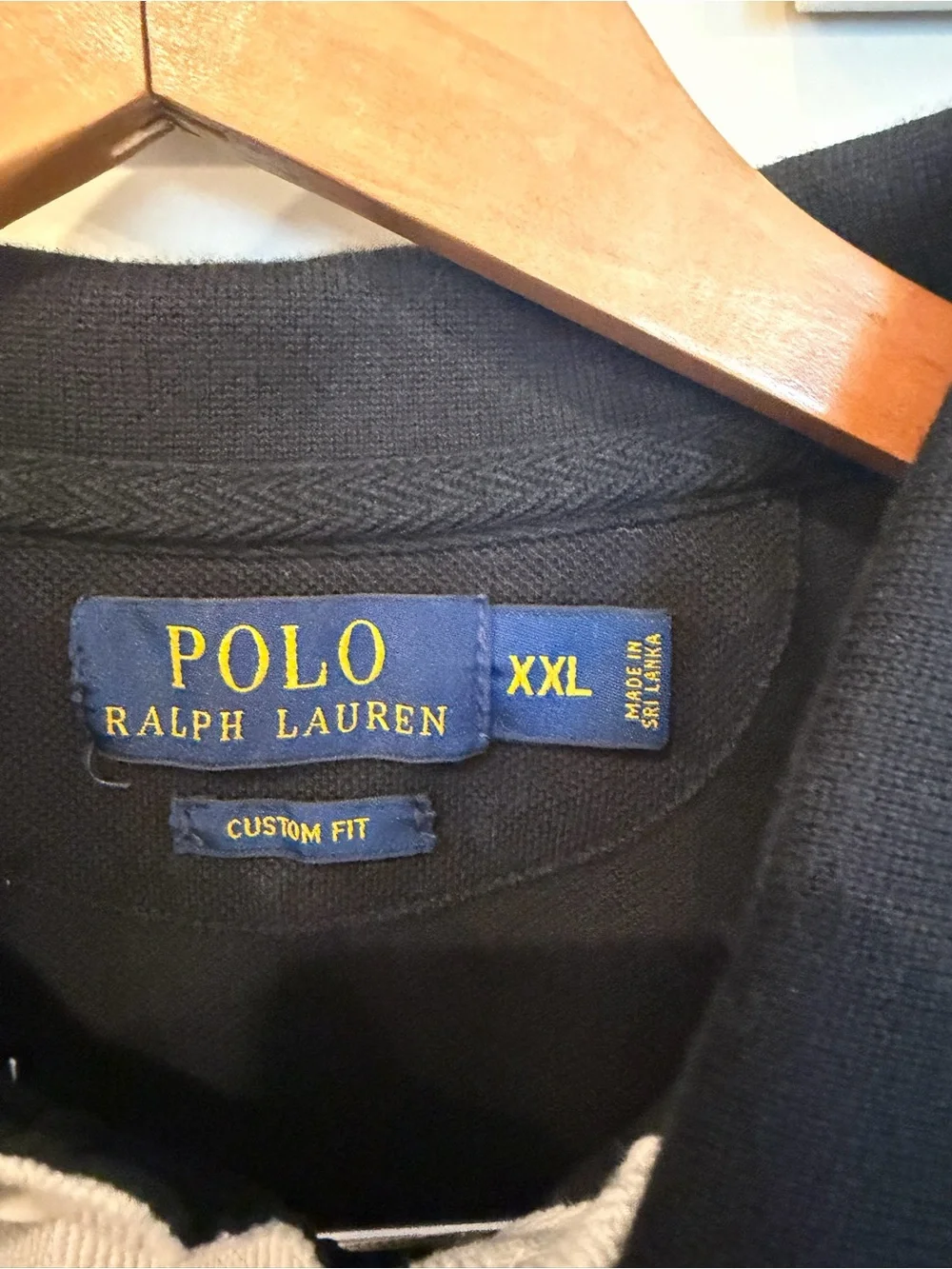 Ralph Lauren Black Polo with Tiger Patch and Red Trim
